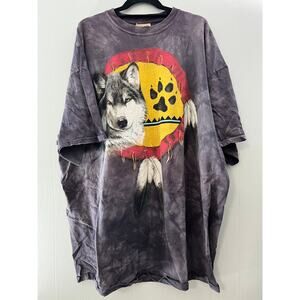 The Mountain Y2K 2000 Nancy Wood Taber Size XXXL Lone Wolf Pawprint Shirt
